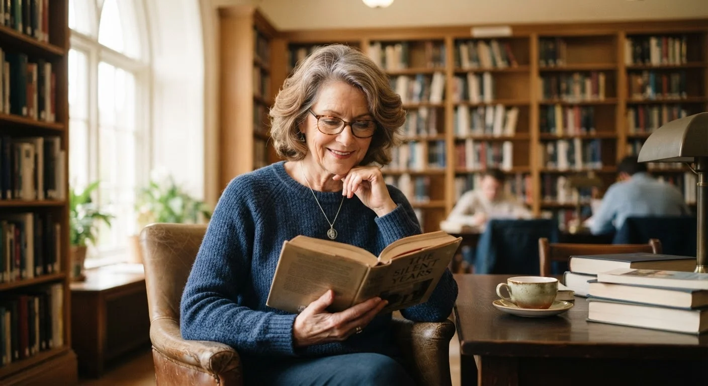 Older adult reading in a sunlit library, symbolizing lifelong learning and cognitive reserve